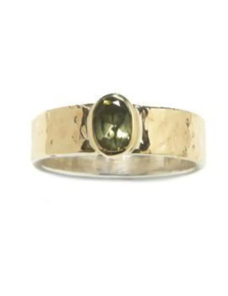 Ring silver gold 9 carats tourmalines ring for woman