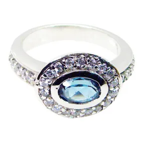 Riyo Desirable Gem Blue Topaz Silver Rings Mickey Mouse Jewelry