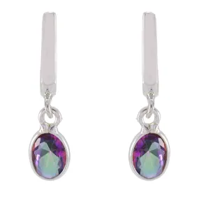 Riyo Exquisite 925 Sterling Silver Earring For Female Mystic Quartz Earring Bezel Setting Multi Earring Stud Earring