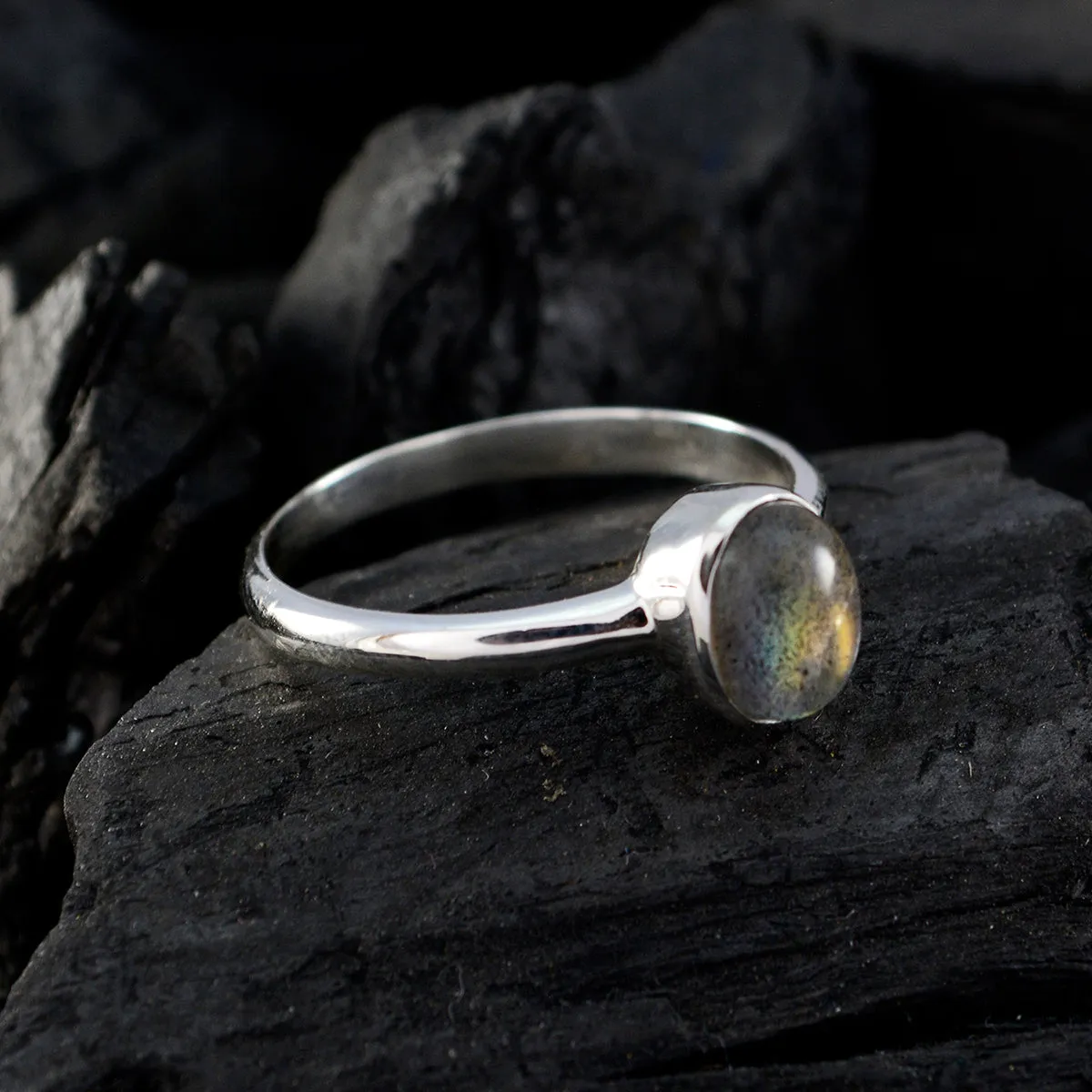 Riyo Fine Gemstone Labradorite Solid Silver Ring Personalized