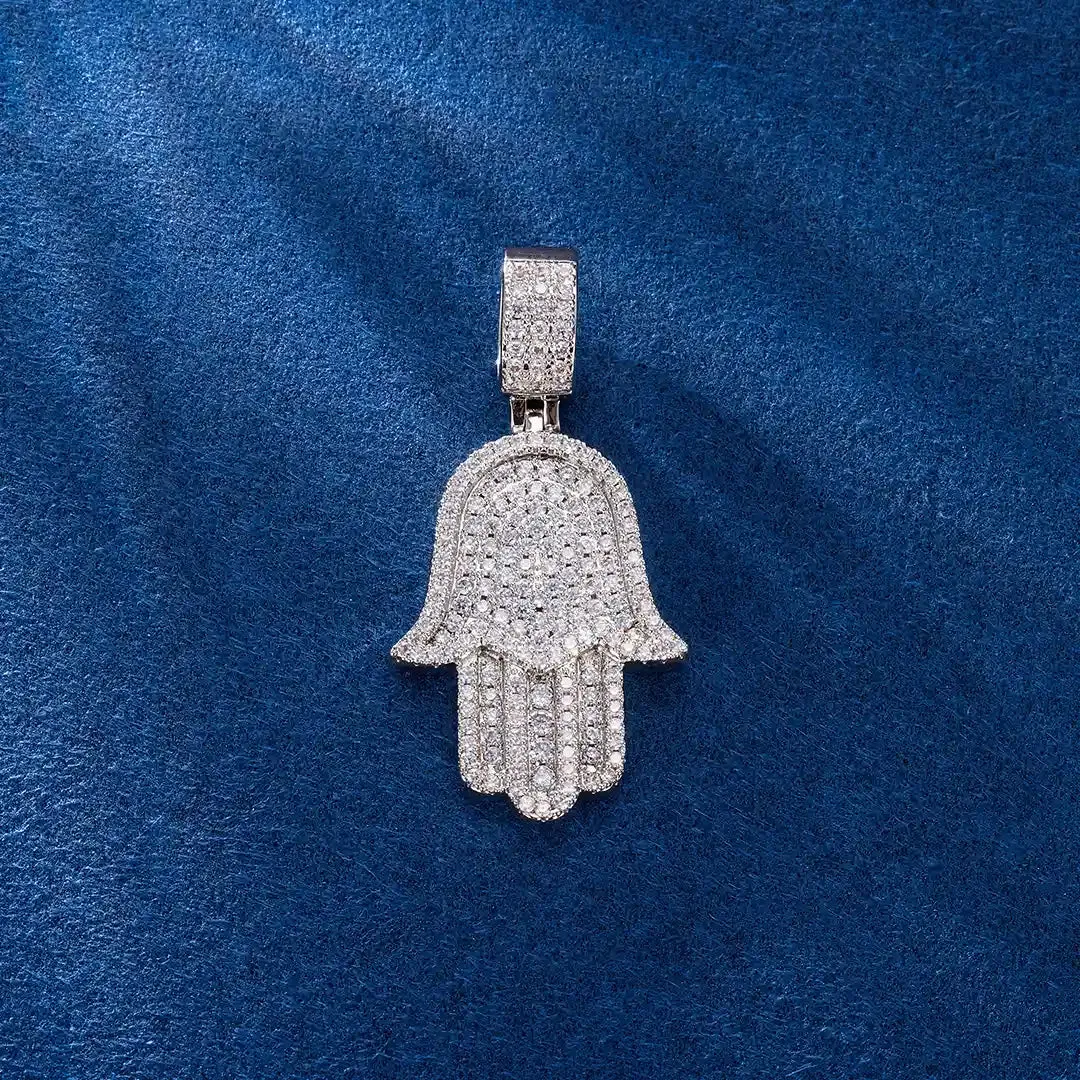 S925 Moissanite Double-Layered Hamsa Pendant