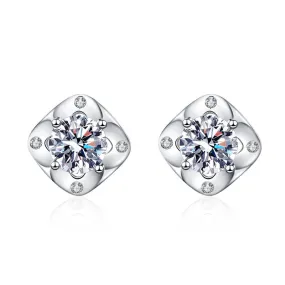 S925 Sterling Silver Fashion Clover Moissanite Earrings