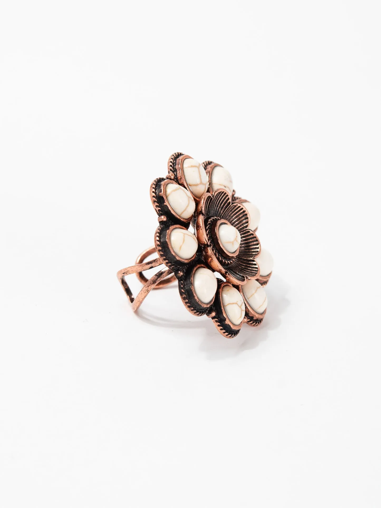 Sandy Western Floral Gemstone Cuff Ring