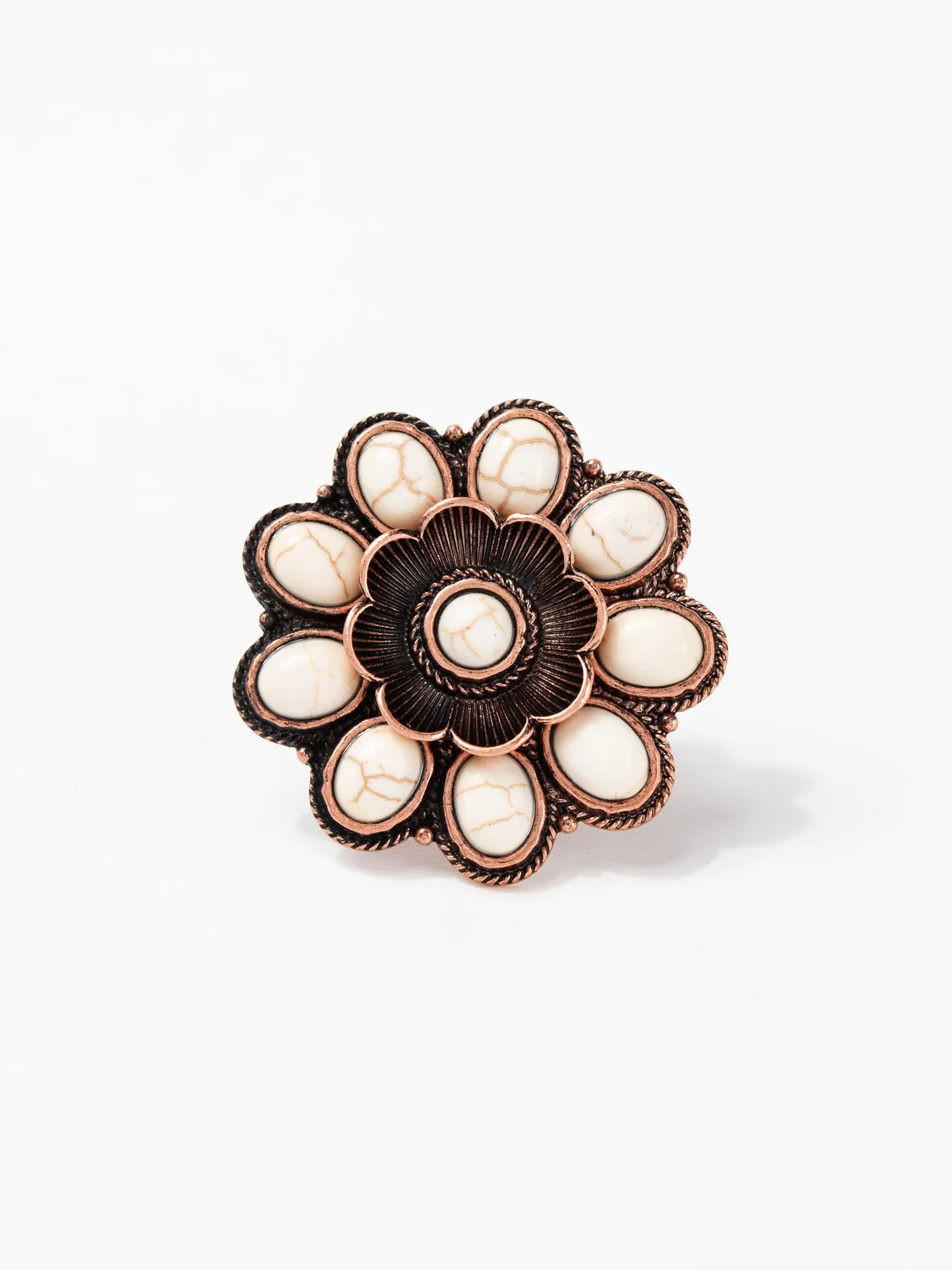 Sandy Western Floral Gemstone Cuff Ring