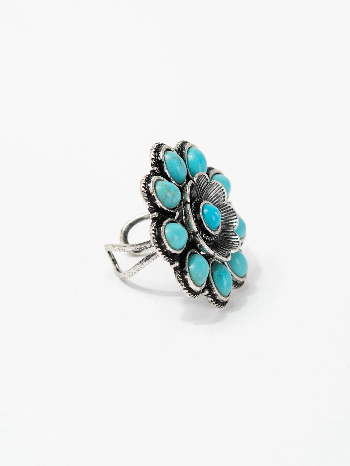 Sandy Western Floral Gemstone Cuff Ring