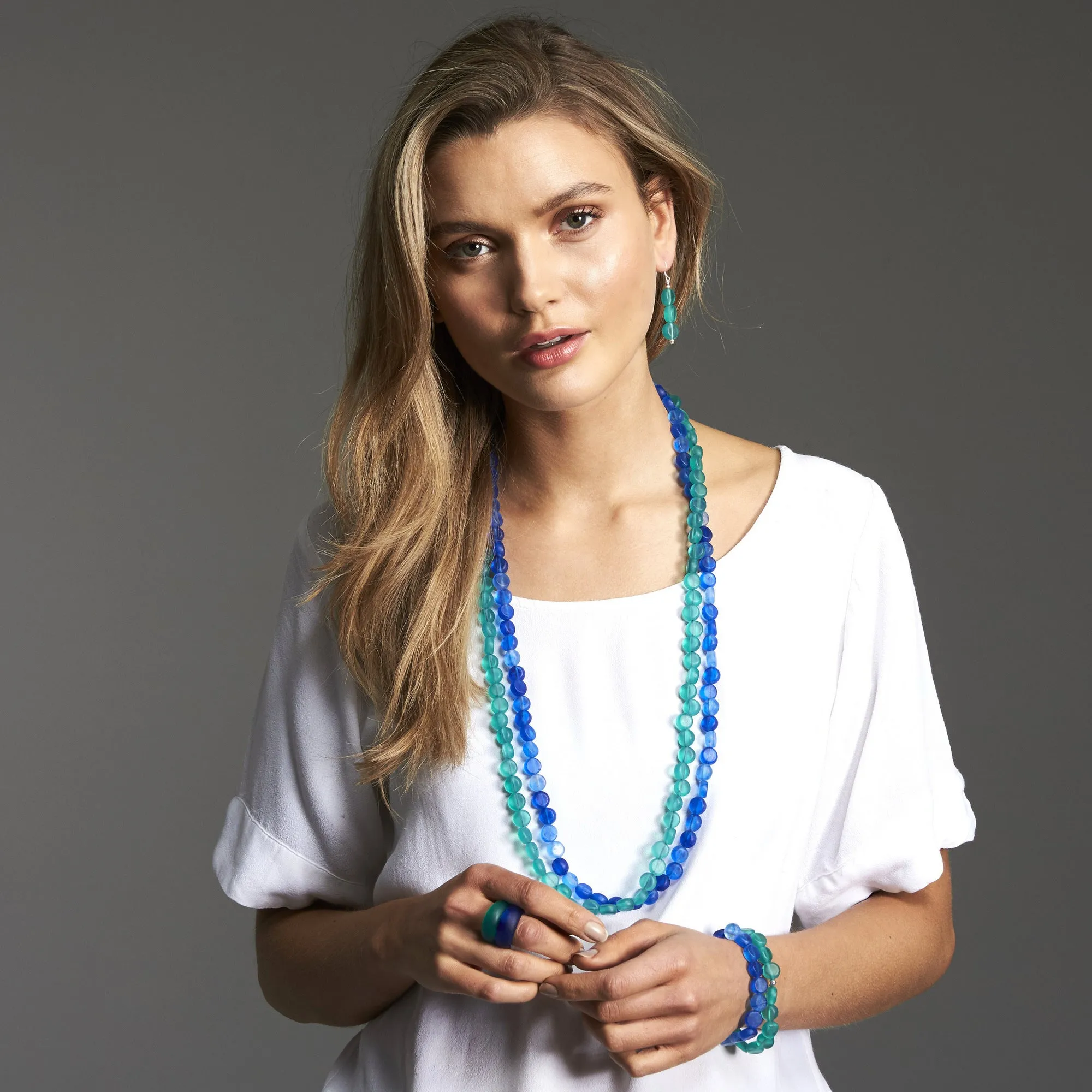 Silk Road Long Double Resin Necklace