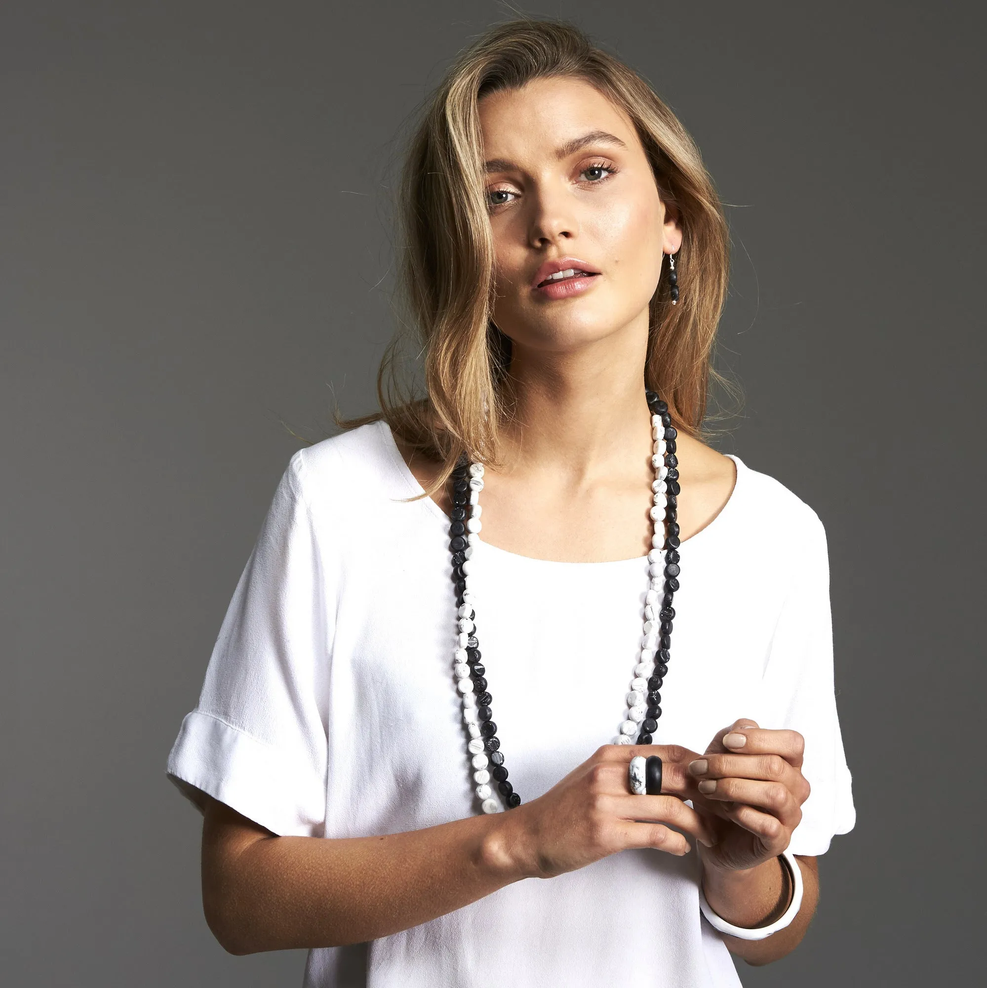 Silk Road Long Double Resin Necklace