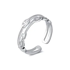 Silver Double Chain Design Plain Ring