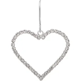 Silver Open Heart CZ Pave Earrings