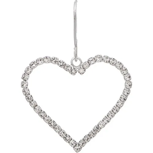 Silver Open Heart CZ Pave Earrings