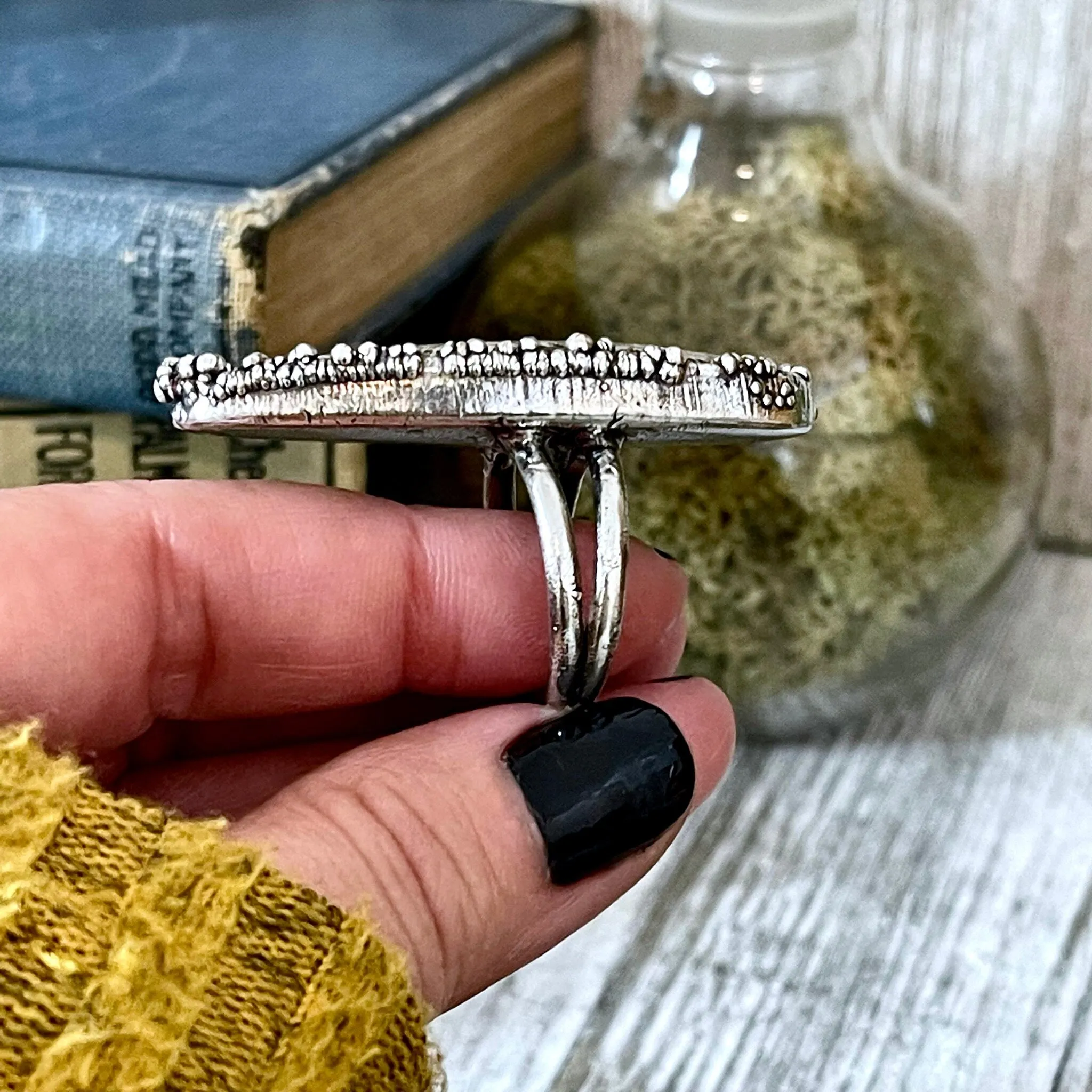 Size 8.5 Fossilized Coral Silver Statement Ring in Fine Silver / Foxlark Collection - One of a Kind