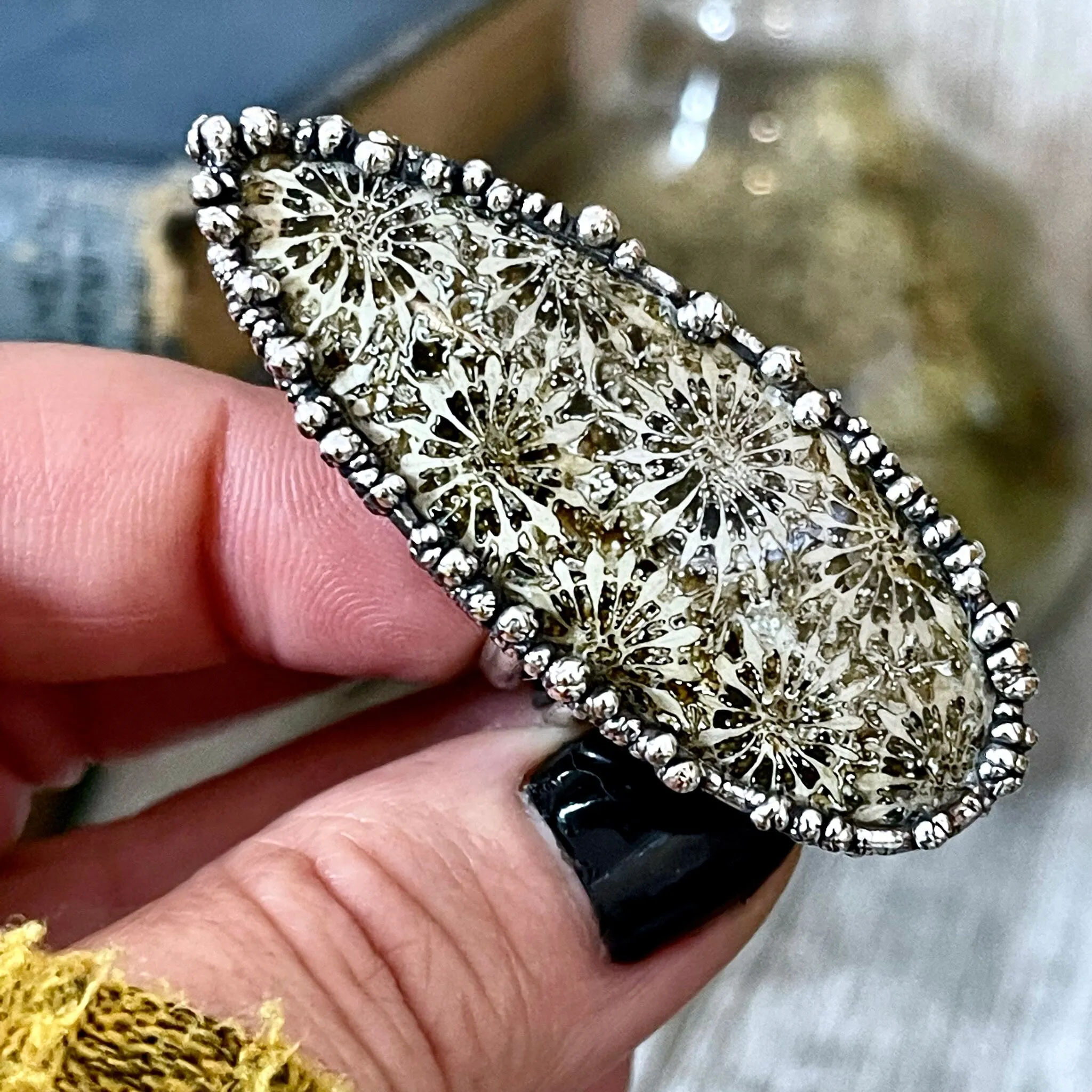 Size 8.5 Fossilized Coral Silver Statement Ring in Fine Silver / Foxlark Collection - One of a Kind