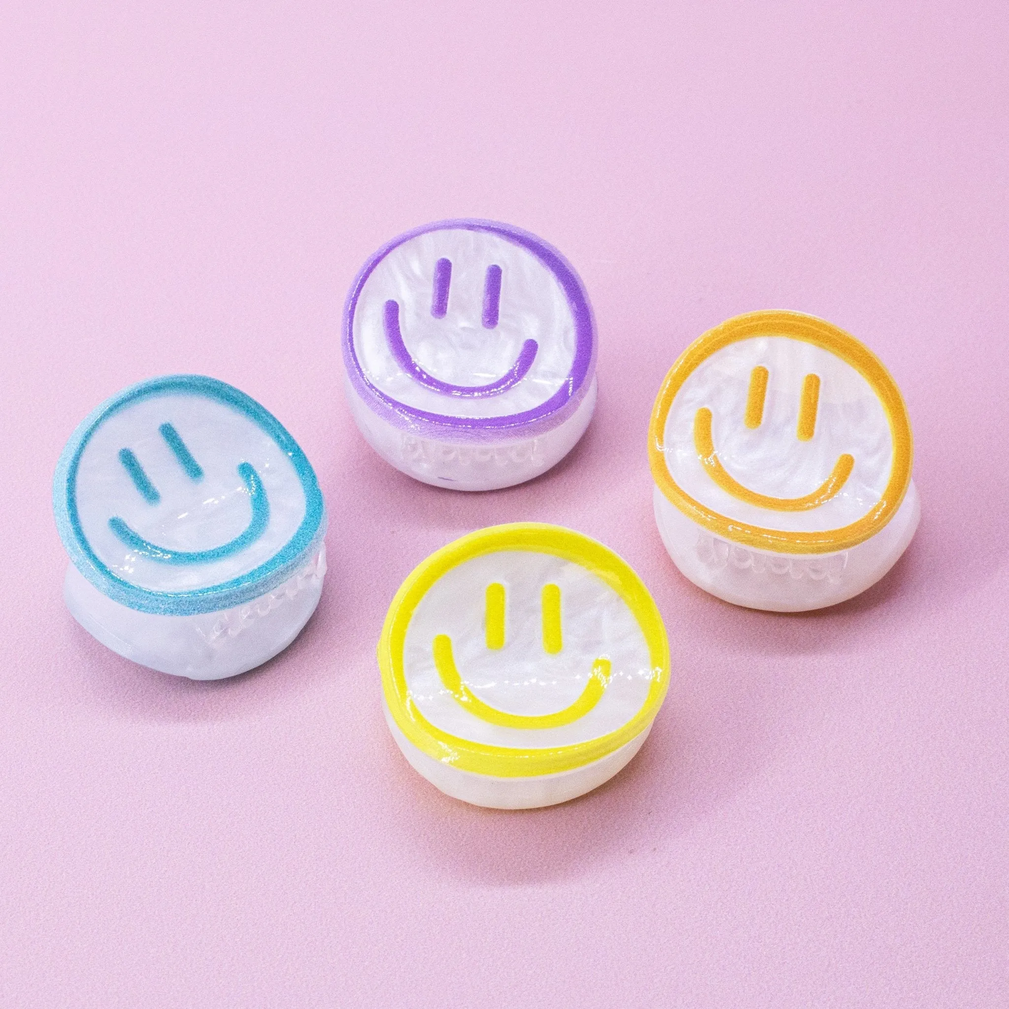 Small Emoji Smiley Face Hair Claw Clips - 4 Pack