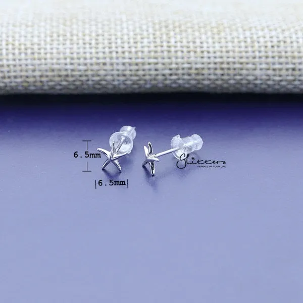 Solid 925 Sterling Silver Starfish Stud Women's Earrings