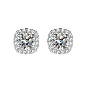 Square Moissanite Stud Earrings for Women