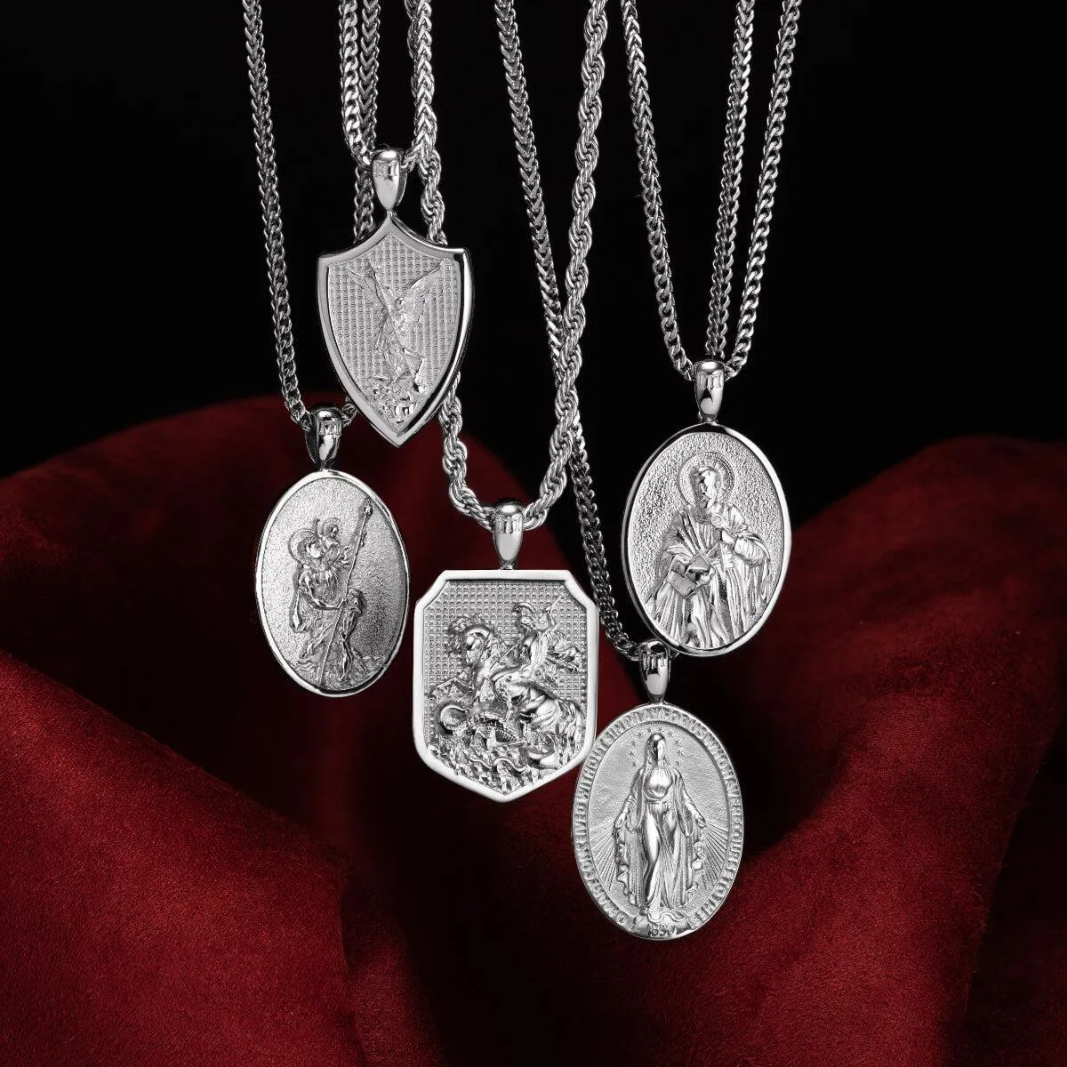 St. Michael Pendant - White Gold