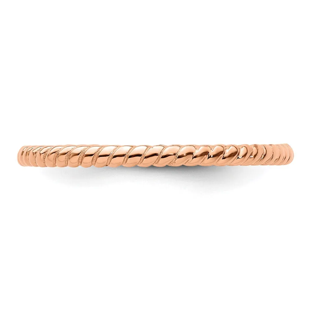 Stackable Expressions Pink-Plated Twisted Ring in Sterling Silver