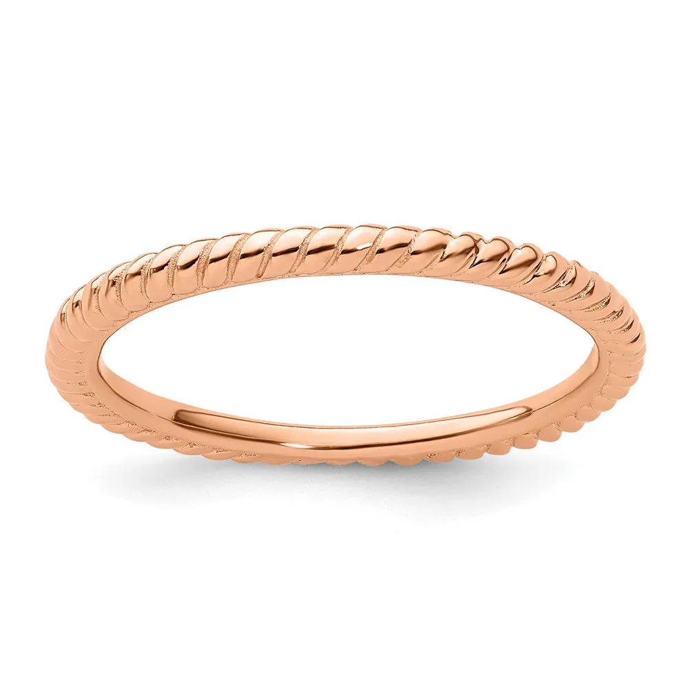 Stackable Expressions Pink-Plated Twisted Ring in Sterling Silver