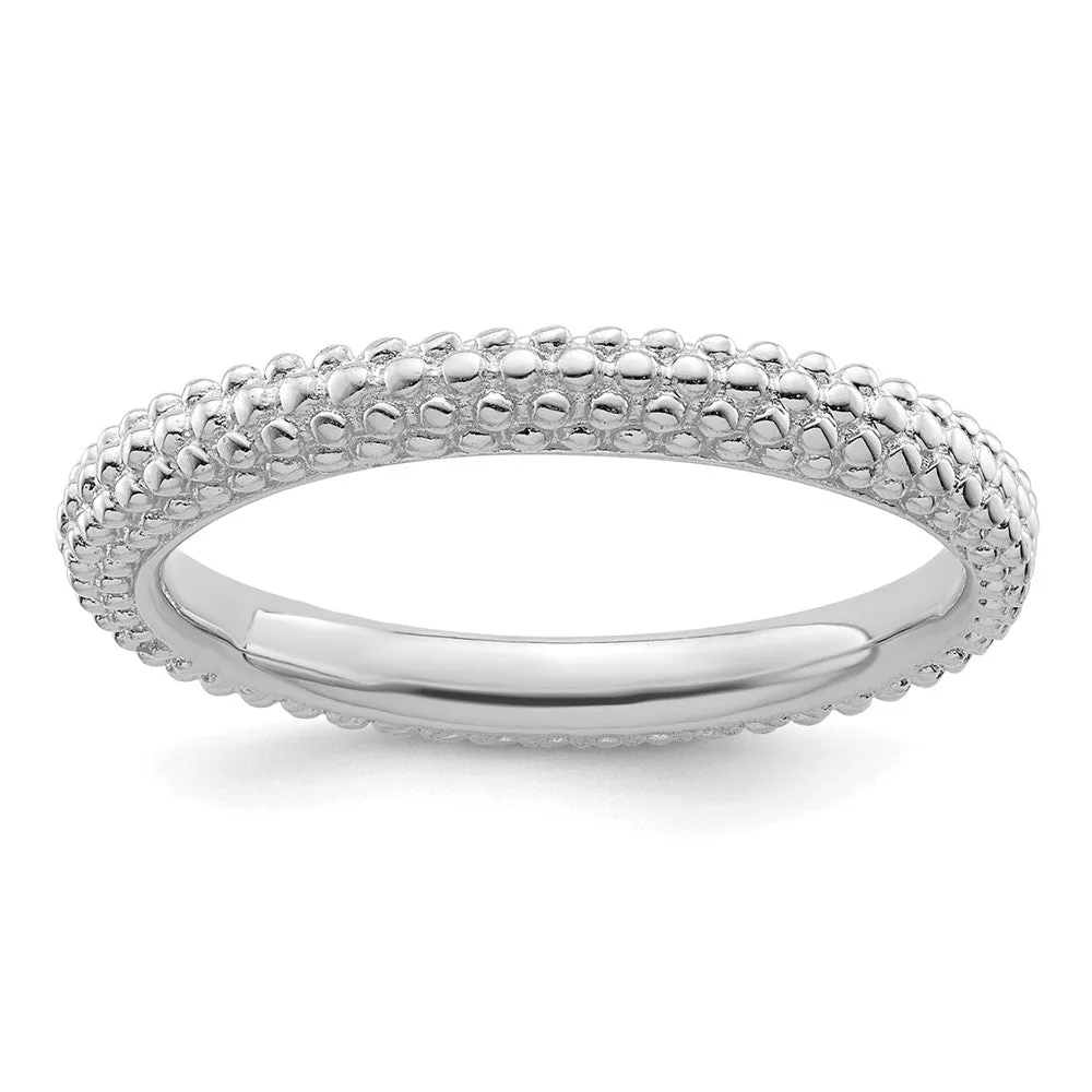 Stackable Expressions Rhodium-Plated Domed Ring in Sterling Silver