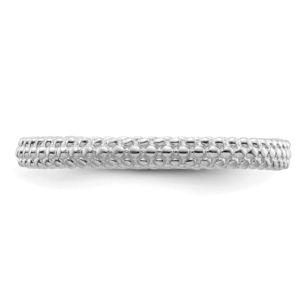 Stackable Expressions Rhodium-Plated Domed Ring in Sterling Silver