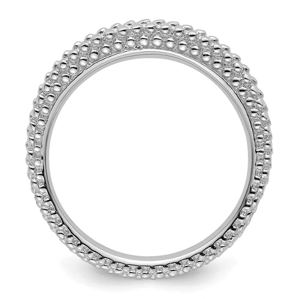 Stackable Expressions Rhodium-Plated Domed Ring in Sterling Silver