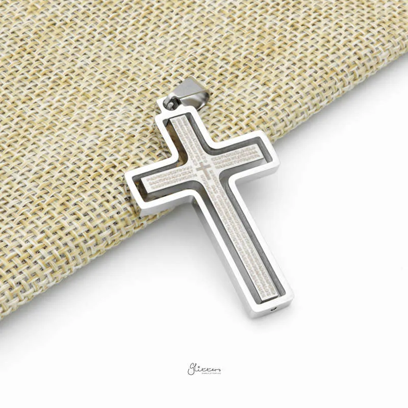 Stainless Steel Rotatable Cross Pendant - Silver