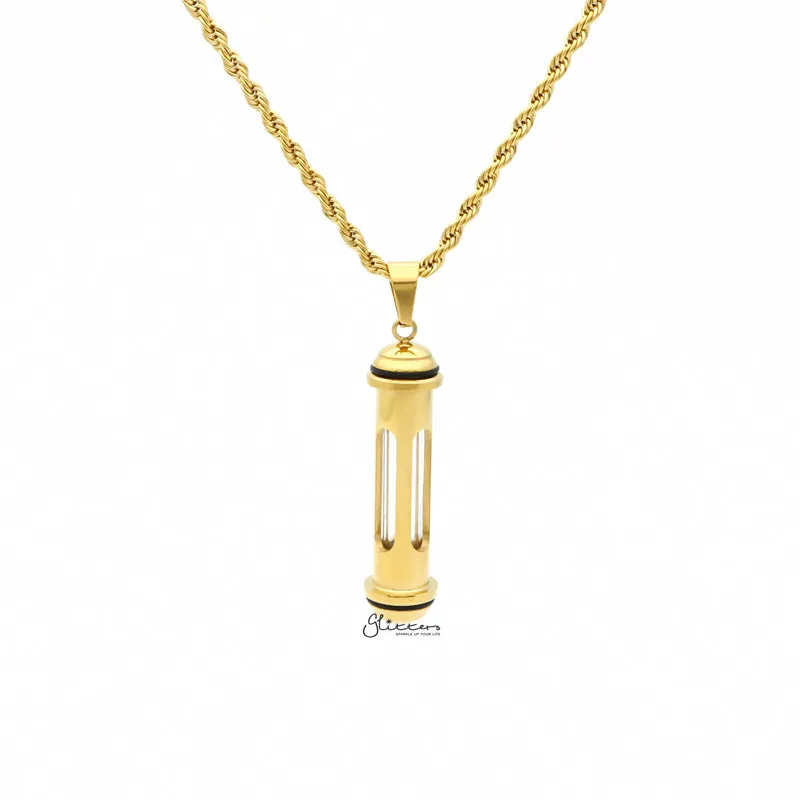 Stainless Steel Screw Cap Glass Bottle Pendant - Gold