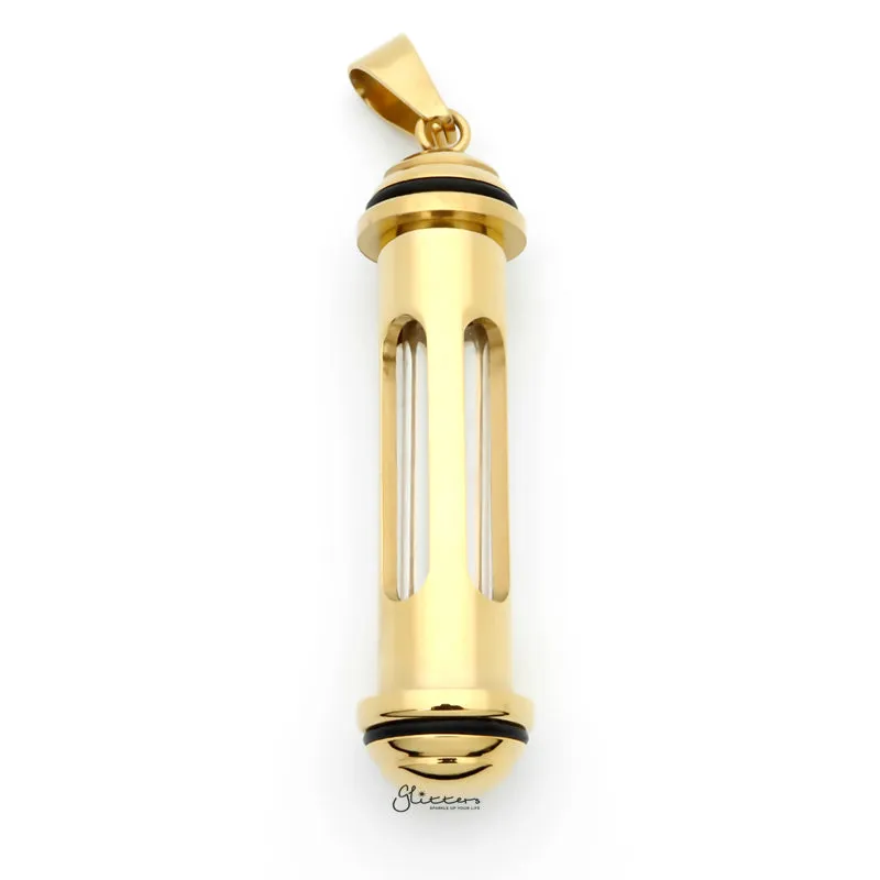 Stainless Steel Screw Cap Glass Bottle Pendant - Gold