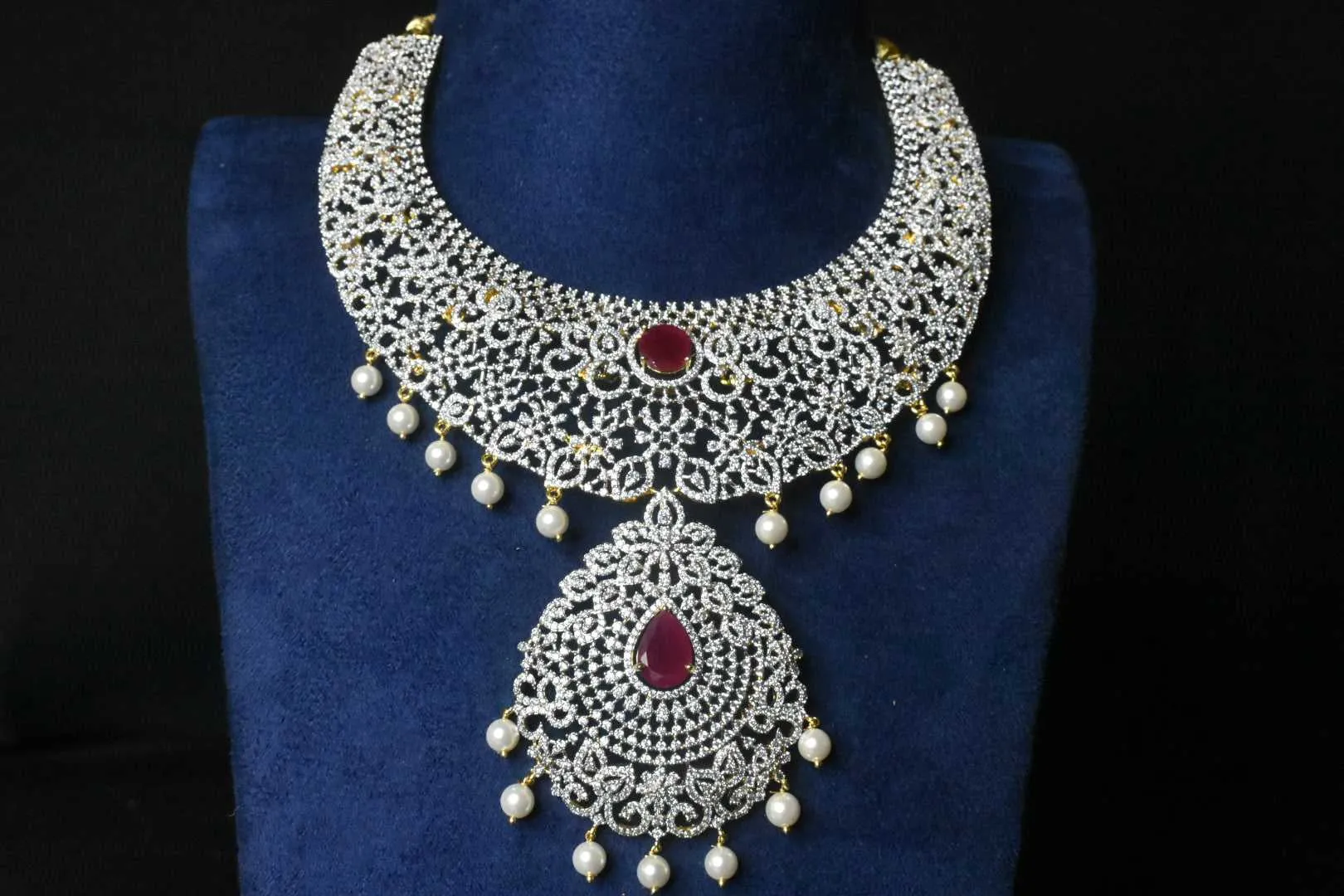 Statement American Diamond Necklace