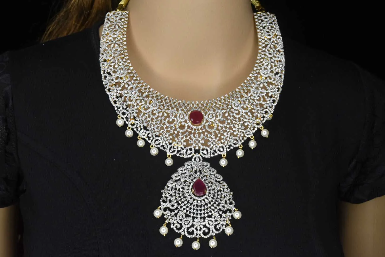 Statement American Diamond Necklace