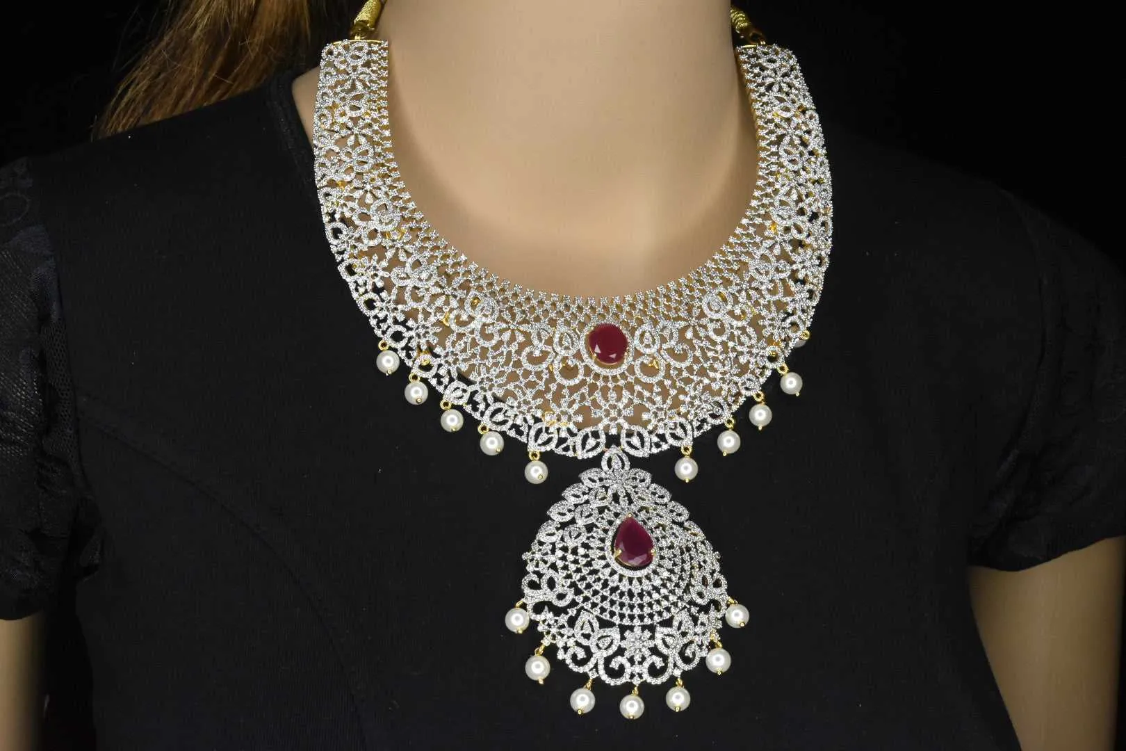 Statement American Diamond Necklace