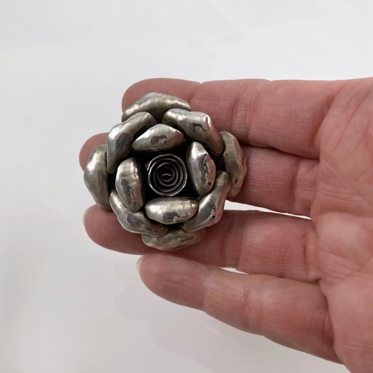 Sterling Silver Artisan Rose Flower Pendant