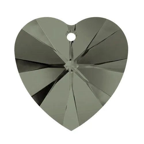 Swarovski 14mm Heart Pendant - Black Diamond (1pc)