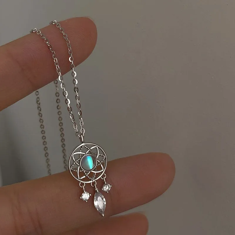 Tassel Moonstone Charm Necklace