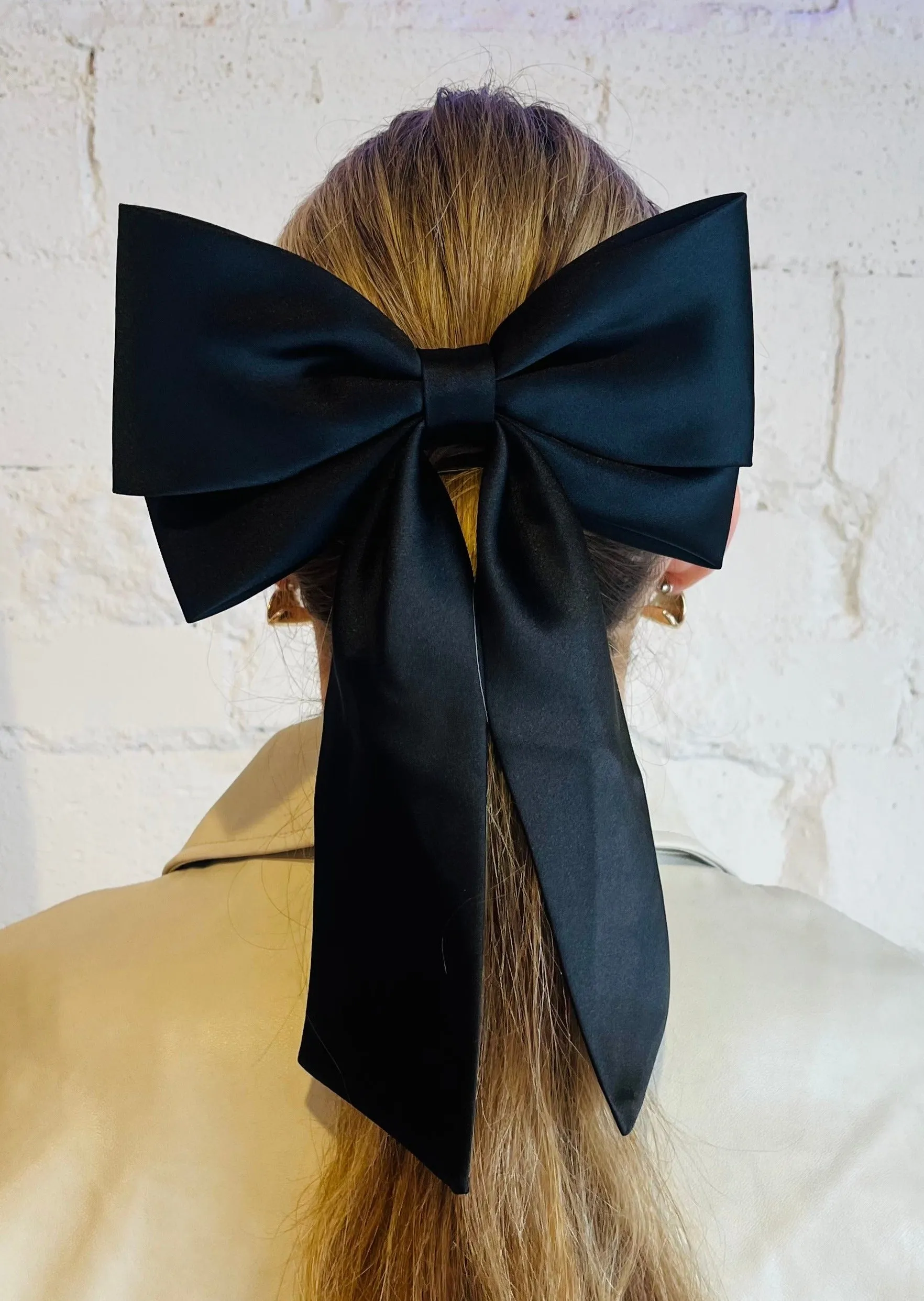 The Perfect Long Satin Hair Bow Barrette