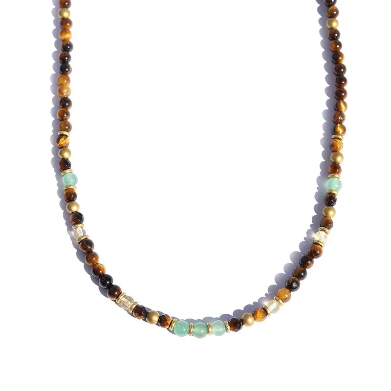 Tiger's Eye and Aventurine Beaded Necklace