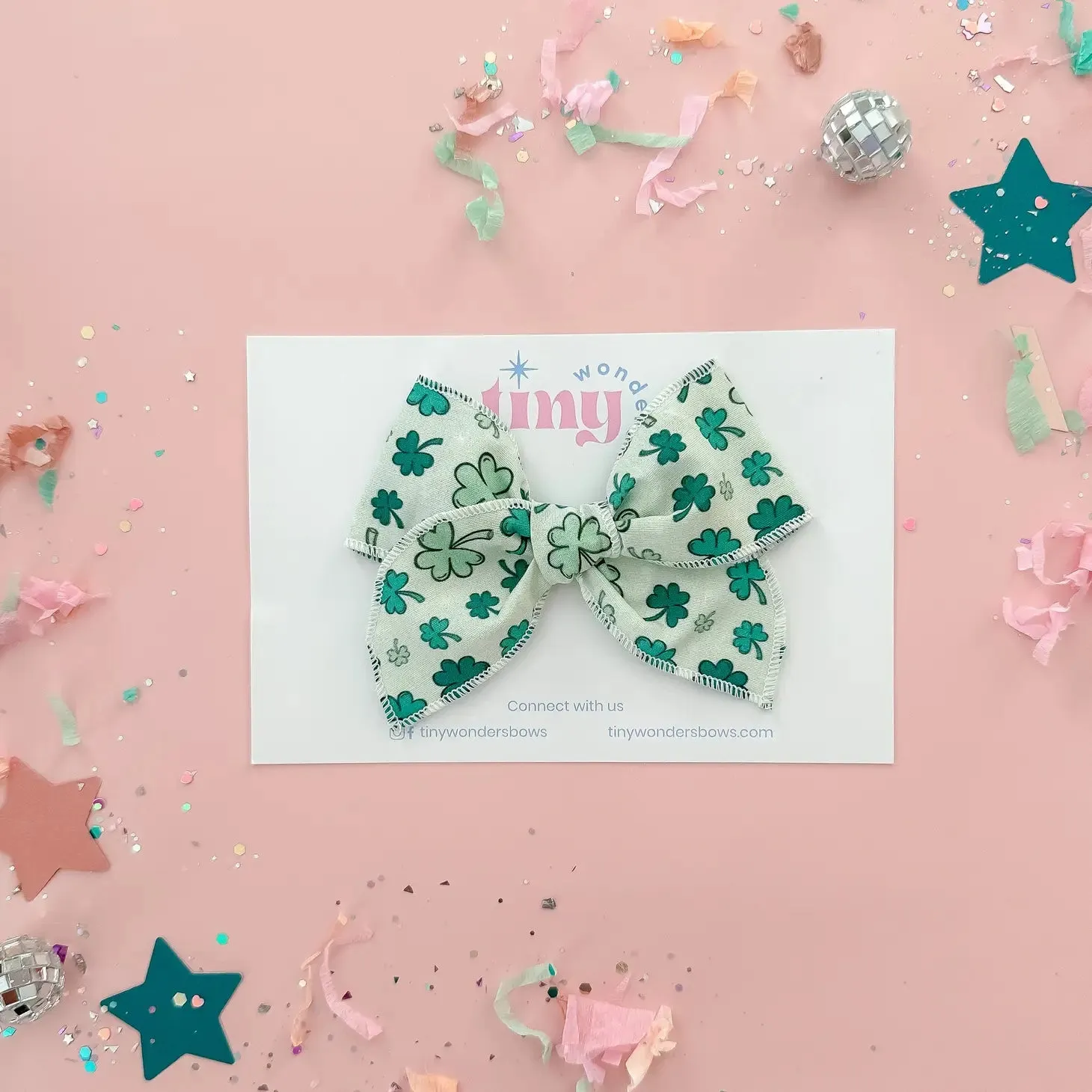 Tiny Wonder - Shamrocks Crepe Bow