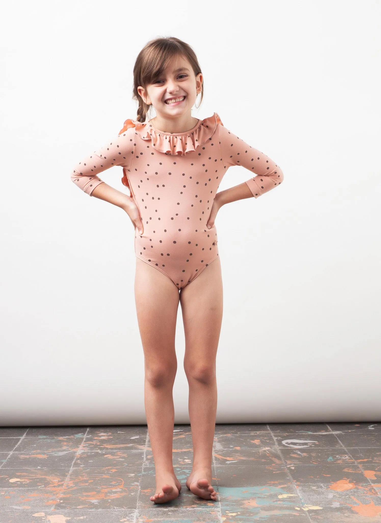 Tocoto Vintage Pink Dots Swimsuit for Kids – Retro-Inspired Swimwear with Playful Pattern