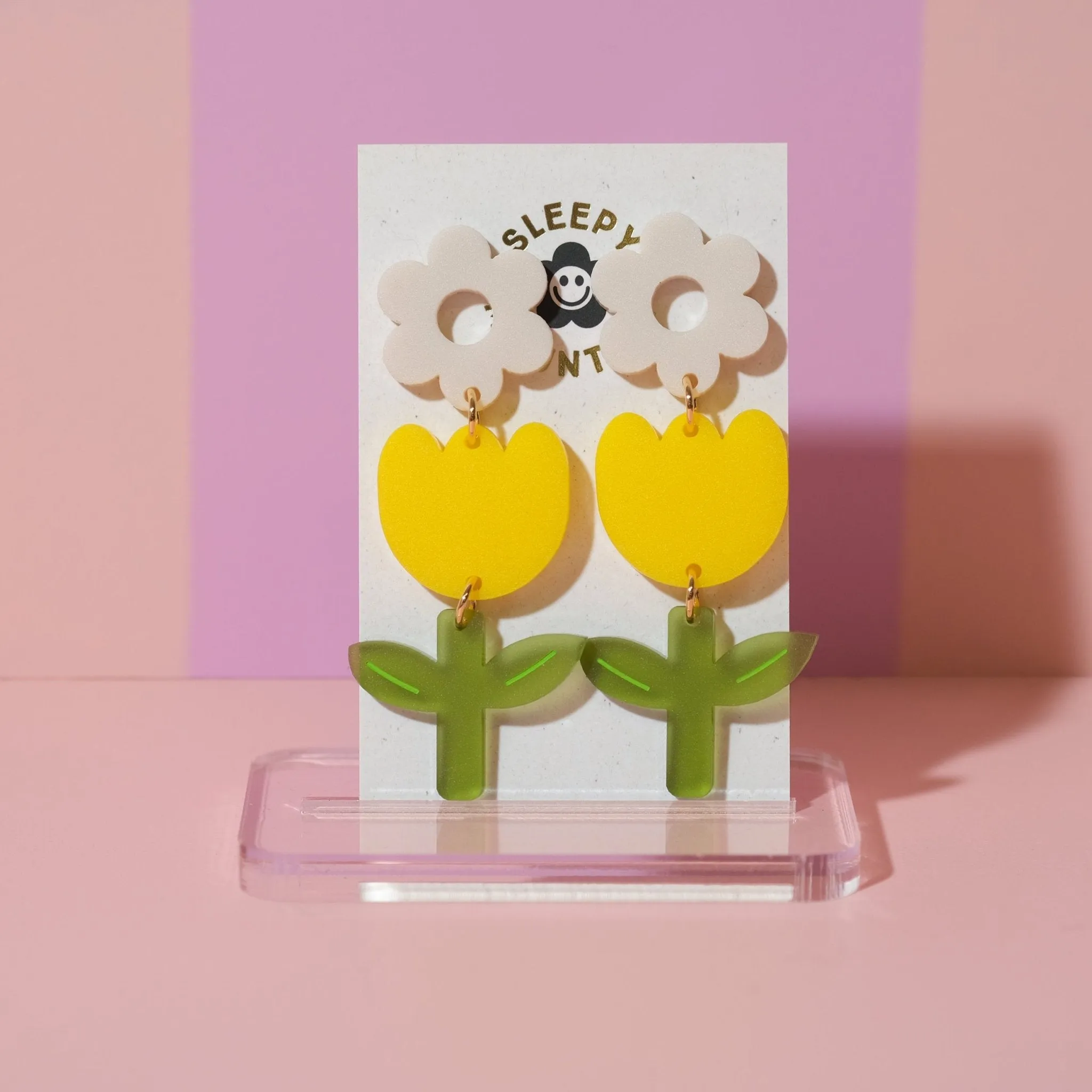 Tulip Dangle Earrings in Yellow