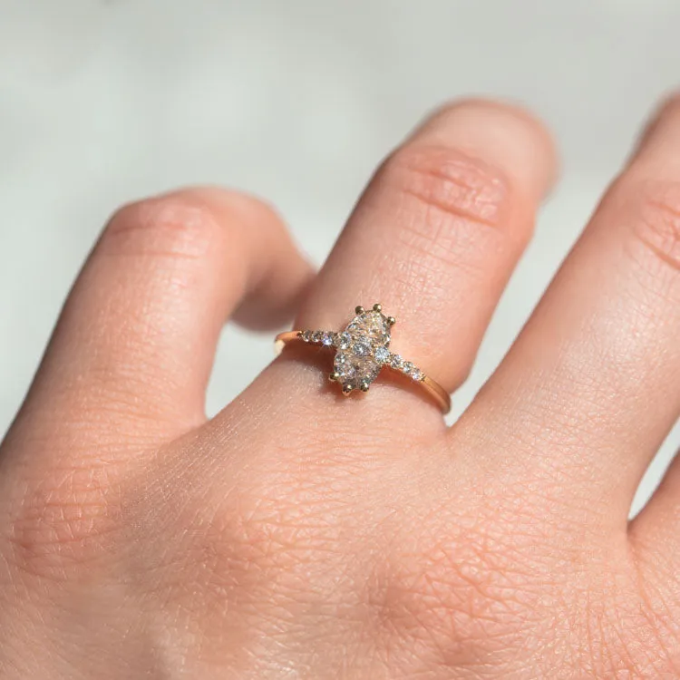 Two Stone Engagement Ring with Half Moon Cut Diamonds