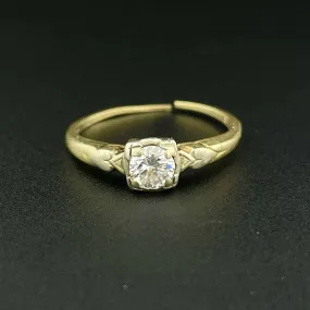 Vintage 14K Gold Heart .36 CTW Diamond Engagement Ring, Sz 6 3/4 Wear or Repair