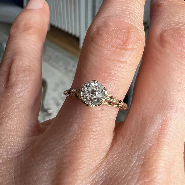 Vintage Diamond Filigree Engagement Ring, Old Euro 0.75ct.