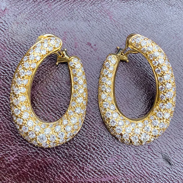 Vintage Diamond Hoop Earrings