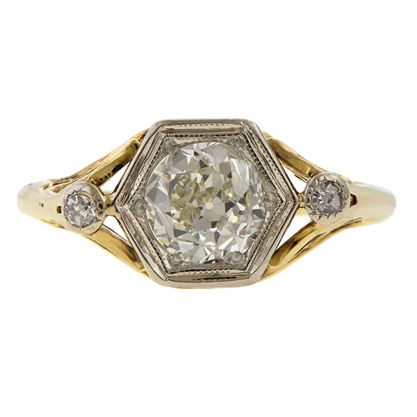 Vintage Filigree Diamond Engagement Ring, Old Euro 0.89ct.