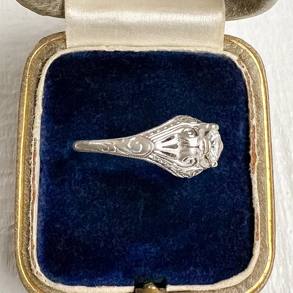 Vintage Filigree Engagement Ring, Old Euro 0.40ct.