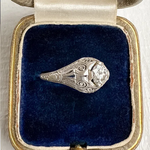 Vintage Filigree Engagement Ring, Old Euro 0.40ct.