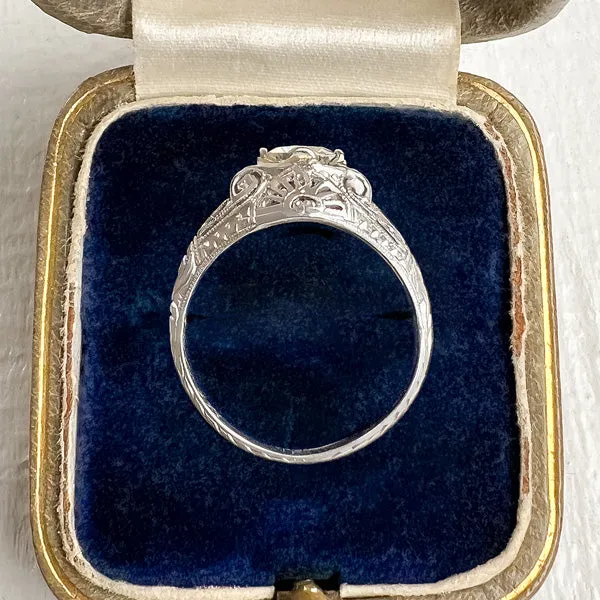 Vintage Filigree Engagement Ring, Old Euro 0.40ct.