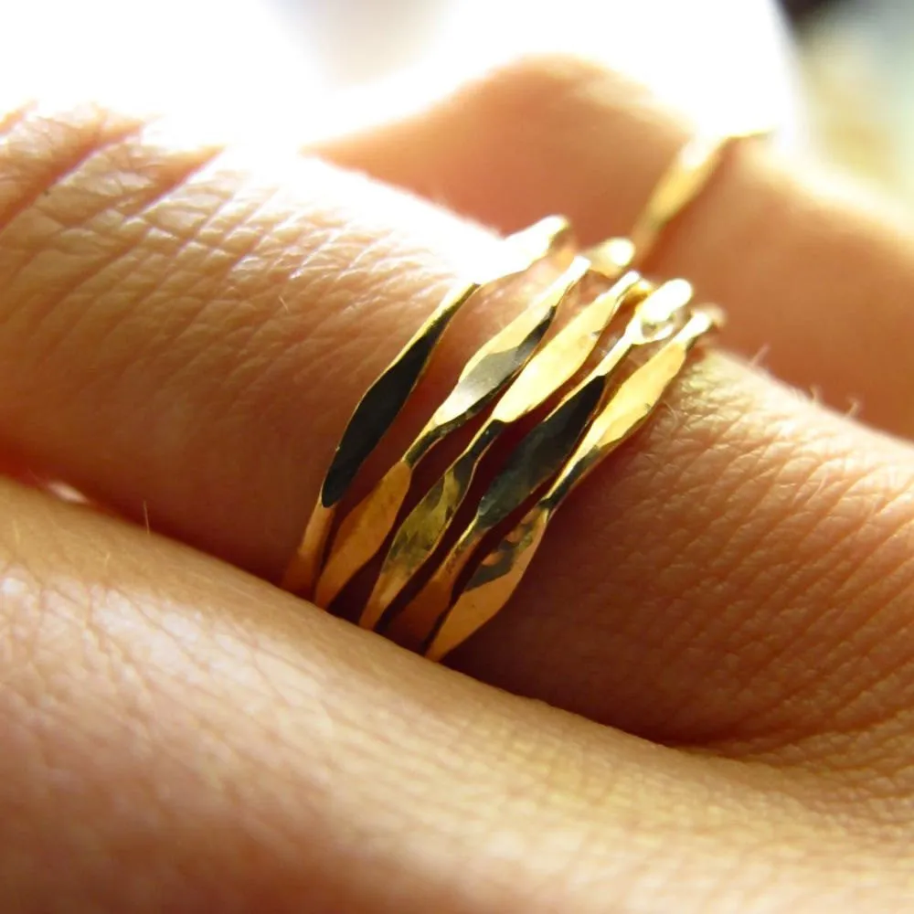 Wavy Gold Stacking Ring Set