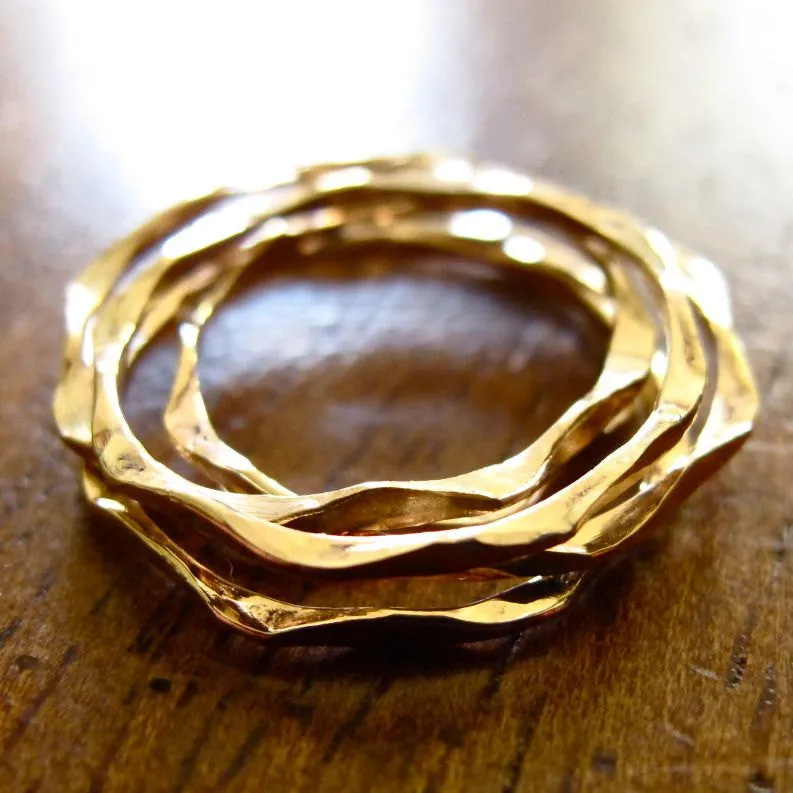 Wavy Gold Stacking Ring Set