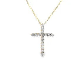 WD1320 Yellow Gold and Diamond Cross Necklace